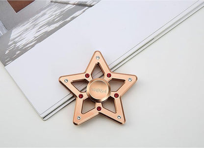 Matashi Rose Gold Hanging Christmas Tree Star Ornament Crystals, Christmas Decorations for Holiday Wedding Party Decoration, Tree Ornaments, Shiny, Metal Finish, Ribbons Included