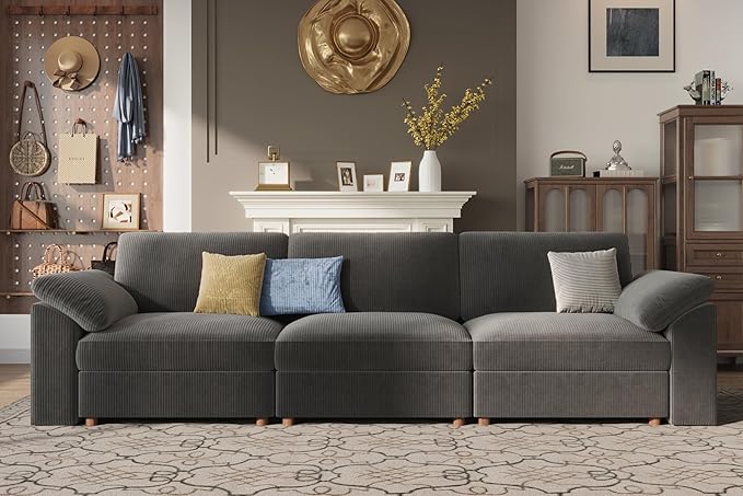 EASE MOOSE Sectional Modular Sofa, Comfty 3 Seat Cloud Couch, FSC Certified Modern Deep Seat Sectional for Living Room