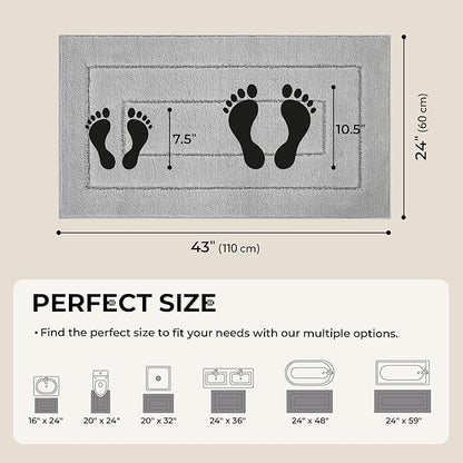 GRANNY SAYS Long Bathroom Rug Mat, Bath Mats Non-Slip, Super Soft and Water Absorbent, Large Bath Rugs, Machine Wash Dry, Bathroom for Floor, Tub and Shower, 24 x 43