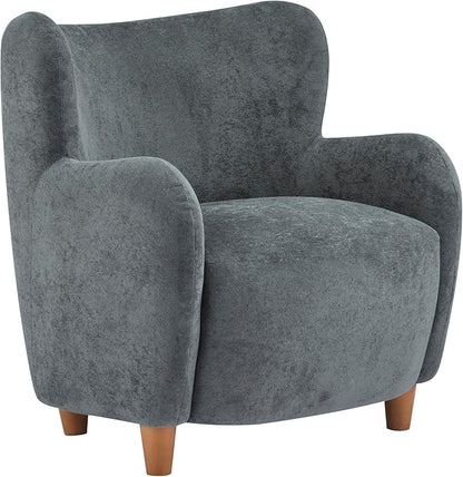 Christopher Knight Home Auden Low Profile Wingback Accent Chair, Fabric Club Chair, Velvet Upholstered Armchair, Curved Backrest Single Sofa, Soft Reading Lounge Chair for Living Room, Dawn Grey