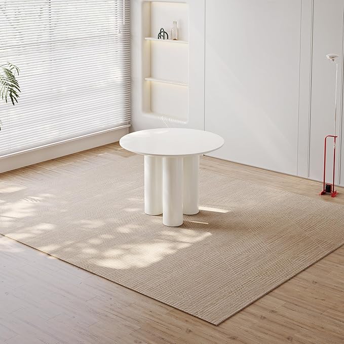 39.37in Round Dining Table for 4 to 8 People,Single Kitchen Table Dining Room Table,Cream White Dinner Table for Kitchen,Minilist Center Coffee Table for Living Room.