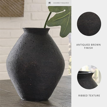 Signature Design by Ashley Hannela 17" Modern Distressed Polyresin Vase, Antique Brown