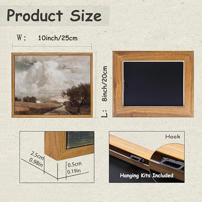 KBKBART Framed Canvas Wall Art, Vintage Wall Art European Landscape Oil Painting, Rustic Farmhouse Decor Country Landscape Print, Vintage Art Pictures for Bathroom Wall Decor Bedroom Living Room