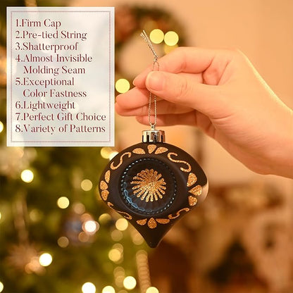 Valery Madelyn Ornaments for Christmas Trees, 60ct Blue and Gold Shatterproof Christmas Tree Decorations, Luxury Hanging Ball Ornaments Bulk for Xmas Holiday Party Decor