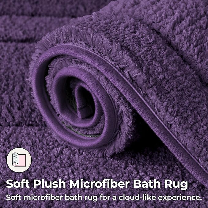 GRANNY SAYS Bathroom Toilet Rugs U Shaped, Bath Mats for Bathroom, Bath Rugs Non Slip Washable, Absorbent Microfiber Toilet Mat, Soft Plush Shaggy, 20" x 24", Purple