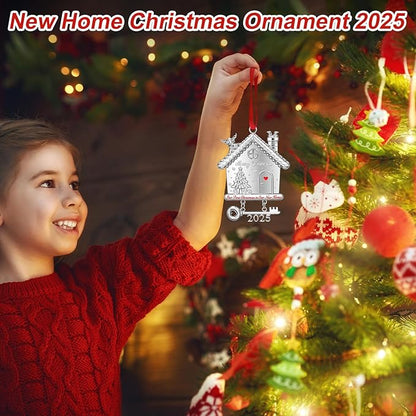 New Home Christmas Ornament 2025, Our First Christmas in New Home House Ornament with 2025 Key Design, Housewarming Gift for New Homeowners, Metal Xmas Tree Decoration Keepsake