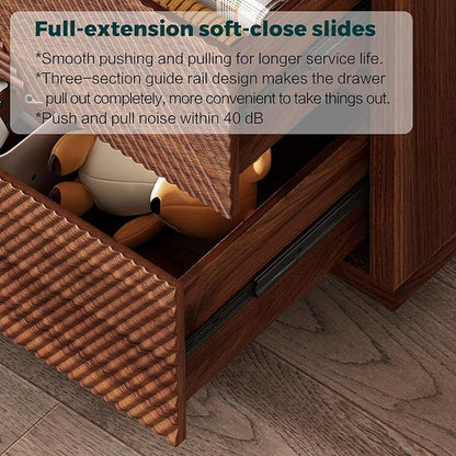 55.12" Modern Chest of Drawer, 6 Deep Drawers,Clothes Organizer,Large Storage Cabinet for Living Room, Bedroom,Dresser TV Stand, Wood Drawer Organizer for Living Room, Hallway, Walnut