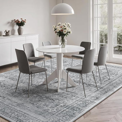 Lofus 5x7 Area Rug for Living Room,Grey Washable Area Rugs with Non-Slip Backing,Soft Neutral Carpets for Bedroom Dining Room Home Office Indoor Nursery