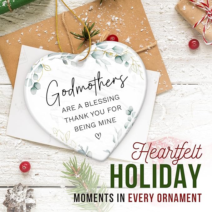 ZAGKOO Godmother Gifts from Godchild, Goddaughter, Godson - Godmothers Ornament Thank You for Being Mine, Best Godmother Gifts - Godmothers Present Ideas - Ceramic Christmas Ornament 2025