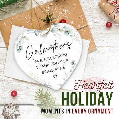 ZAGKOO Godmother Gifts from Godchild, Goddaughter, Godson - Godmothers Ornament Thank You for Being Mine, Best Godmother Gifts - Godmothers Present Ideas - Ceramic Christmas Ornament 2025