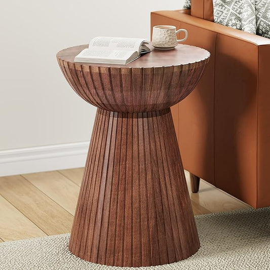Christopher Knight Home Tassi Wooden Small End Table, Indoor Round Side Table with Drum Base, Mid Century Modern Coffee Table Round for Living Room, Modern Accent Table, Honey