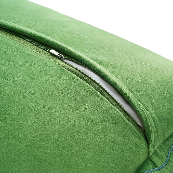 MONDAY MOOSE Decorative Throw Pillow Covers Cushion Cases, Set of 2 Soft Velvet Scalloped Wavy Edge Designs, Pillow Inserts Not Included (Light Blue/Light Green, 20x20 inch)