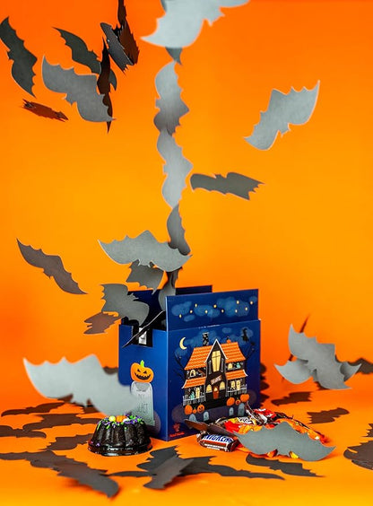 Send A Cake Haunted House Halloween Box with Flying Bat & Candy Kaboom – 3" Chocolate Witch Cauldron Cake – Fun Halloween Treat Delivery for Kids & Adults