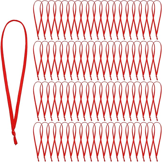JUNEBRUSHS 300Pcs Christmas Ornament Hangers, Hand Tied String Ties Ornament Loops Thin Red Ribbon for Ornaments Christmas Tree Hanging Decorations (Red)