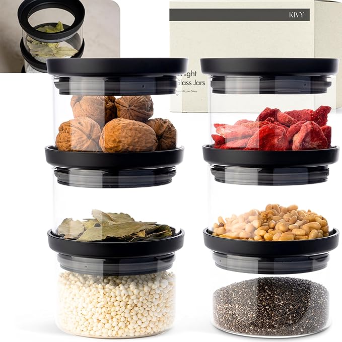 KIVY Glass Jars (12oz * 6)