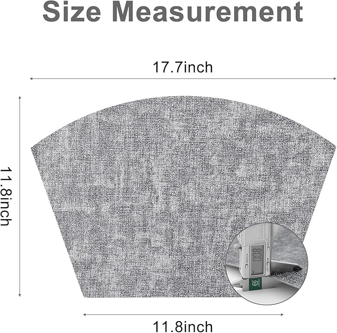 Homaxy Round Table Placemats Set of 6, Washable Wedge Shaped Faux Leather Table Mats, Wipeable Kitchen Dinner Place Mats for Indoor Outdoor, Black & White