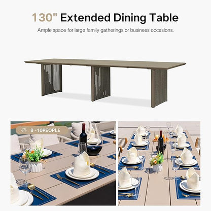 PURPLE LEAF Outdoor Dining Table Set for 10, Aluminum Outdoor Patio Table and Chairs Set with Olefin Cushions, 11 Pieces Patio Furniture Set for Garden or Deck, Beige