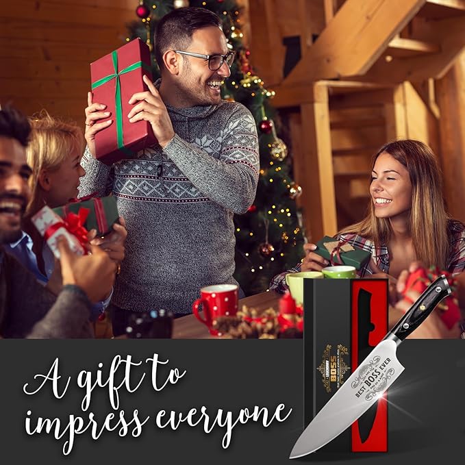 Gifts for Men Christmas, 8" Pro German 1.4116 Stainless Steel Chef Knife, Kitchen Knife Gift for Boss Day Birthday, Boss Gifts for Men Women, Christmas Stocking Stuffers