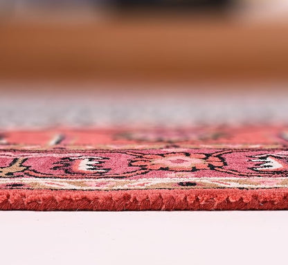 Handmade Leopard Wool Area Rug with Traditional Oushak Motif – Exquisite Animal Print Cheetah Rugs for Living Room, Bedroom | Plush Texture, Vintage Style, Thick & Durable Carpet (Rust, 8' Round)