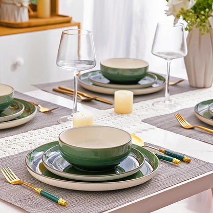 GBHOME Ceramic Dinnerware Sets, 18 Pieces Stoneware Dinnerware Set, Plates and Bowls Sets, Dishwasher & Microwave Safe,Dishes Set | Service for 6