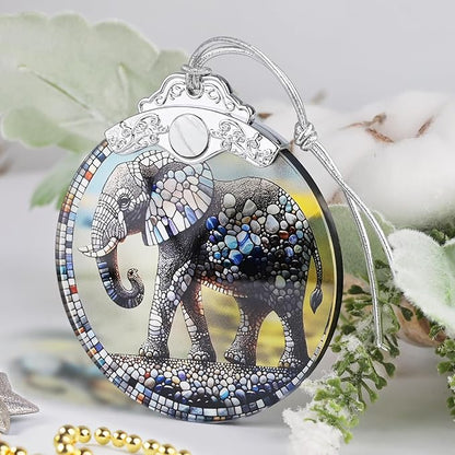 Christmas Ornament, 2025 Ornaments for Christmas Tree, Stained Glass Hanging Ornament, Holiday Ornaments, Unique Gift Idea - Elephant