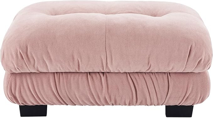 SoarFlash Velvet Sectional Sofa Ottoman, Pink