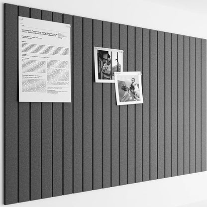 Bumusty Large Cork Board Alternative-36 x24 Felt Bulletin Board Tiles, with 30 Pushpins, 40 Adhesive Tabs, 6-Pack Slat Wall Paneling, Cork Boards for Office Push Pin Board Felt Board-Charcoal Gray
