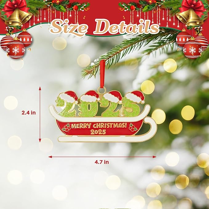 2025 Dated Merry Christmas Ornament for Holiday Party Decor, Metal Ornament for Home, Xmas Gift Cute Tree Decorations