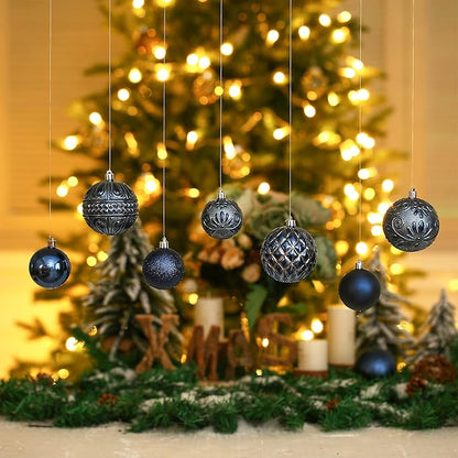 Grey Christmas Ball Ornaments Christmas Tree Decorations with Hang Rope-36pcs Shatterproof Christmas Ornaments Set with 6 Styles in 3 Sizes(Small Medium Large)