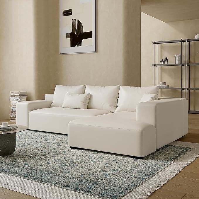Acanva Modern Oversized Modular L Shaped Sectional Sofa Set for Living Room, Minimalist Style Comfy 4-Seat Corner Couch, Right Chaise, Vegan Leather