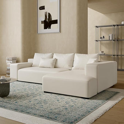 Acanva Modern Oversized Modular L Shaped Sectional Sofa Set for Living Room, Minimalist Style Comfy 4-Seat Corner Couch, Right Chaise, Vegan Leather