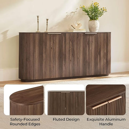 CHITA 70" Sideboard Buffet Cabinet with Storage, Living Room Accent Cabinet with Doors and Adjustable Shelves, for Bar, Kitchen, Walnut