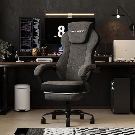 Ergonomic Office Chair with Adjustable Headrest and Footrest, High Back Desk Chair with Linkage Armrests, Reclining Swivel Chair for Home Office, Executive Office Chair (Black2)