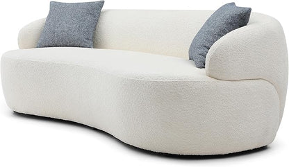 KEIKI 87" Curved Oversized Boucle Cloud Sofa with Thickened Seat Cushions and Backrest, Modern Style 3-Seater Upholstered Corner Fluffy Couch, No Assembly Required, for Apartment, Living Room, Beige