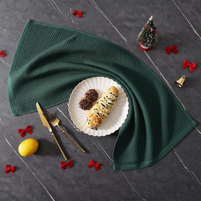 Homaxy 100% Cotton Kitchen Towels and Dishcloths Set, 12 x 12 Inches and 13 x 28 Inches, Set of 12 Bulk Kitchen Towels Set, Ultra Soft Absorbent Dish Cloths for Washing Dishes, Blackish Green