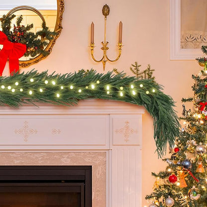 6FT Christmas Garland,Flexible Greenery Artificial Norfolk Pine Garland for Fireplace Mantel Staircase Front Door Table Centerpiece, Indoor Outdoor Holiday Decor with Realistic Pine Needles (1)