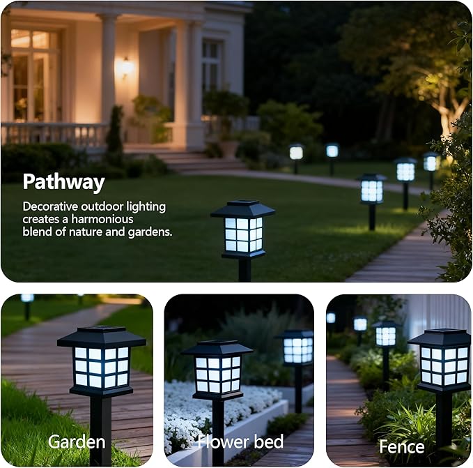 Solar Lights Outdoor,10 Pack LED Solar Garden Lights Waterproof,Auto On/Off Solar Pathway Lights for Landscape,Path,Yard,Patio,Driveway,Walkway Decor