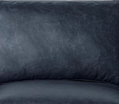 POLY & BARK Sorrento Leather Couch - 86 Inch Sofa - Full-Grain Leather Sofa for Living Room with Feather Down Topper - Living Room Couch - Pure Aniline Vintage Italian Leather in Nightfall Blue
