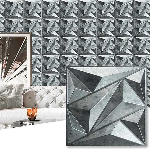 Art3dwallpanels 33 Pack 3D Wall Panel Diamond for Interior Wall Décor, PVC Textured Wall Panels, 12''x12'' Cover 32.Sq.Ft. Patina Bronze