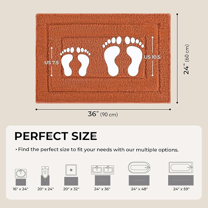 GRANNY SAYS Bathroom Rug Mat, Bath Mats for Bathroom Non-Slip, 24" x 36", Super Soft and Water Absorbent, Microfiber Bath Rugs, Machine Wash Dry, Large Bath Rugs for Floor, Terracotta