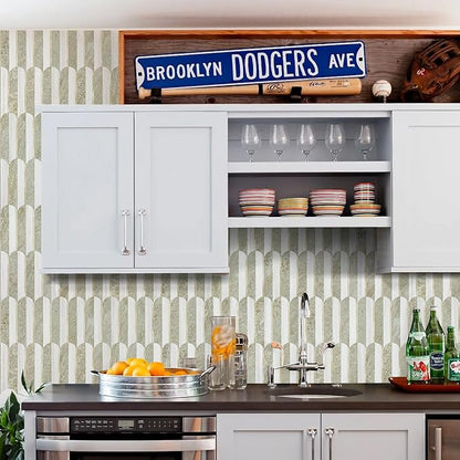 Vamos Tile Peel and Stick Backsplash Seamless Tile,Stick on Backsplash for Kitchen and Bathroom,Light Cream Green Slate and Dolomite White PVC Self Adhesive Mosaic Tiles (10 Sheets)