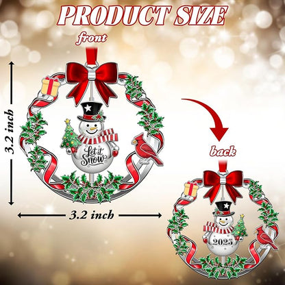 Dated Christmas Ornament 2025 Decoration - Rotatable Snowman Metal Hanging Decoration for Xmas Tree, Wreath, Mantel | Holiday Keepsake Gift for Family & Friends
