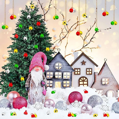 Augshy 200 Pieces Jingle Bells 1/4 Inch Craft Bell Mini Bell Bulk for Christmas Home and Pet Decorations Bracelet Necklace Jewelry Making Xmas Decor Party Favors Supplies (Gold, Silver, Red, Green)