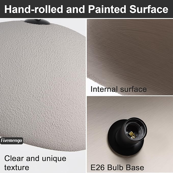 15.7in Wabi Sabi Pendant Lights Kitchen Island Lighting Fixture Ceiling Mount Grey Modern Japanese Lamp Japandi Chandelier for Dining Living Room Hallway Bedroom Restaurant Hanging Lamp