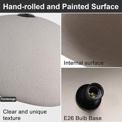 15.7in Wabi Sabi Pendant Lights Kitchen Island Lighting Fixture Ceiling Mount Grey Modern Japanese Lamp Japandi Chandelier for Dining Living Room Hallway Bedroom Restaurant Hanging Lamp