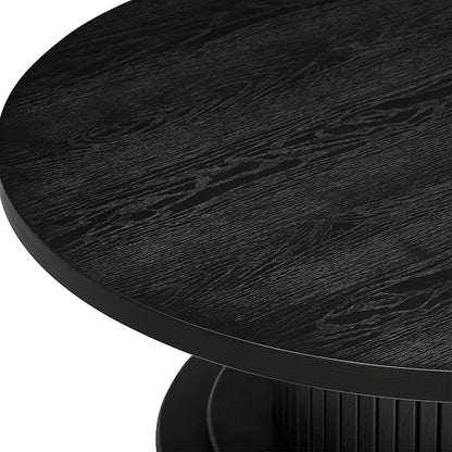 NTC 40 Inch Summit Modern Classic Tambour Wooden Round Coffee Table – Waterproof & Heat Resistant, Burnt Black