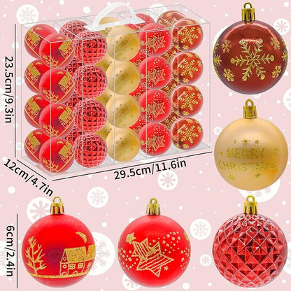40PCS 2.36" Christmas Balls Ornaments, Plastic Christmas Tree Ornaments, Holiday Baubles, Hanging Decorations for Xmas Trees Holiday Party, Burgundy Baubles