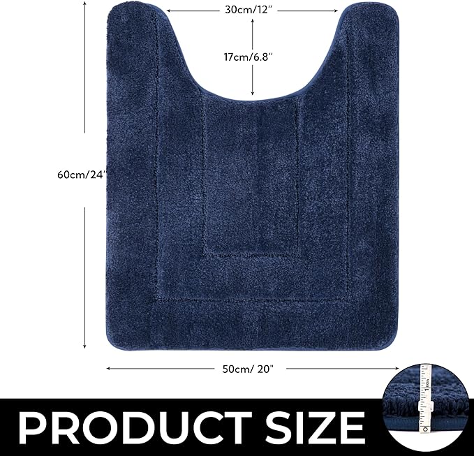 GRANNY SAYS Bathroom Toilet Rugs U Shaped, Bath Mats for Bathroom, Bath Rugs Non Slip Washable, Absorbent Microfiber Toilet Mat, Soft Plush Shaggy, 20" x 24", Blue