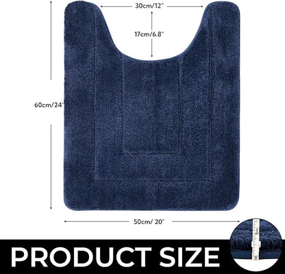 GRANNY SAYS Bathroom Toilet Rugs U Shaped, Bath Mats for Bathroom, Bath Rugs Non Slip Washable, Absorbent Microfiber Toilet Mat, Soft Plush Shaggy, 20" x 24", Blue