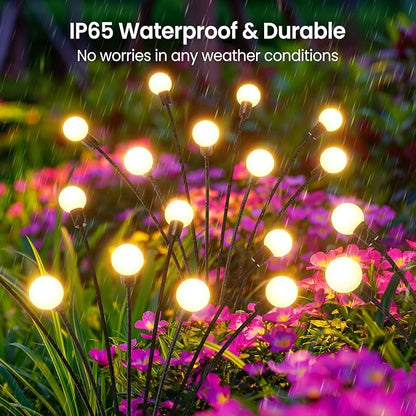 LETMY Solar Lights Outdoor, 4 Pack 32 LED Swaying Solar Garden Lights, Firefly Light for Outdoor Decorations, Garden Decor with Big Bulb & Larger Panel, Unique Gifts for Women, Gifts for Grandma